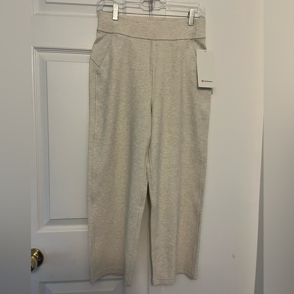 lululemon athletica Pants - 🆕 LULULEMON Ribbed Straight Leg Super-High-Rise Crop in Heathered White Opal